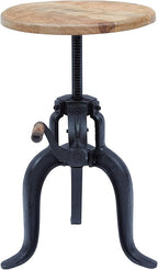 Jofran Global Archive Industrial Iron Crank Accent Table, Natural and Black by Jofran+Inc.