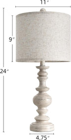 BOBOMOMO 24" Farmhouse Resin Table Lamp Set of 2, Vintage Lamps - Image 5