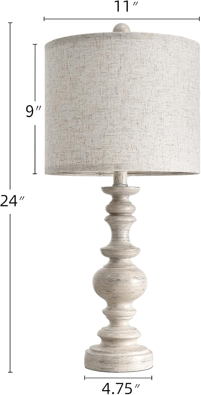 BOBOMOMO 24" Farmhouse Resin Table Lamp Set of 2, Vintage Lamps - Image 5