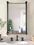Industrial Pipe Mirror Wood Shelves, Bedroom Mirror by OLDRAINBOW