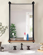 Industrial Pipe Mirror Wood Shelves, Bedroom Mirror by OLDRAINBOW