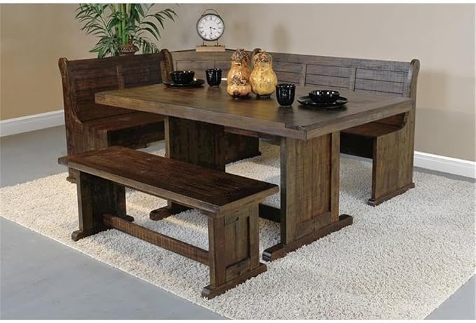 Pemberly Row 3-Piece Farmhouse Wood Breakfast Nook Set - Image 5