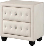 Sophia Modern Style Crystal Tufted 2-Drawer Nightstand Upholstered - Image 4