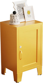 ALBAD Metal Nightstand with Lockable Cabinet, Compact Mini Locker Bedside Table by Albad