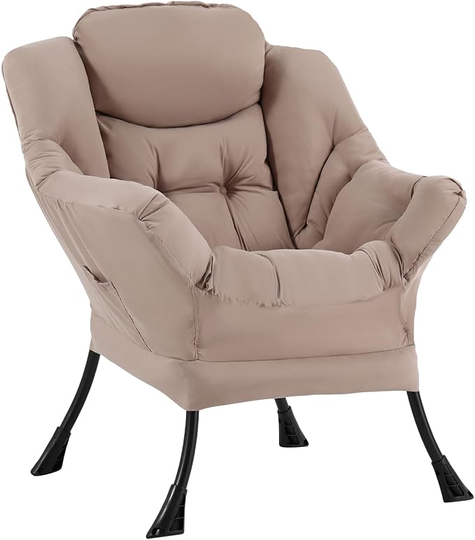 Welnow Khaki Single Lazy Chair for Living Room, Modern Reading Accent Chair by LifeGetsBetterWithWelnow