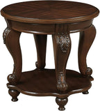 Round End Table for Living Room, Solid Wood Sofa Side Table by FGXJY