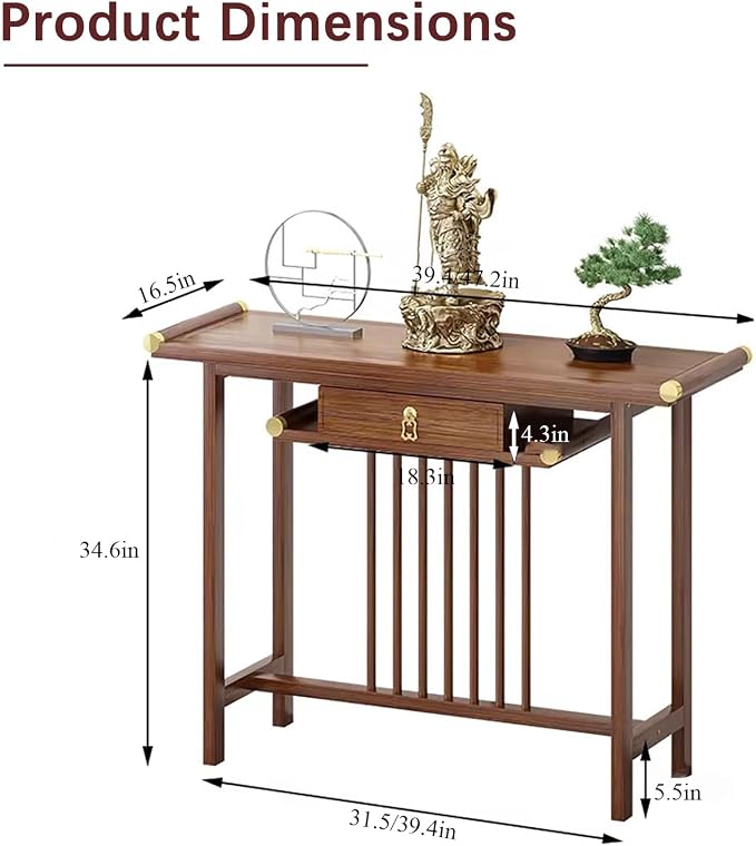 Traditional Chinese Style Solid Wood Console Table - Image 3
