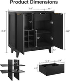 Fluted Coffee Bar Cabinet with Storage, Modern Sideboard Buffet Cabinet with - Image 2
