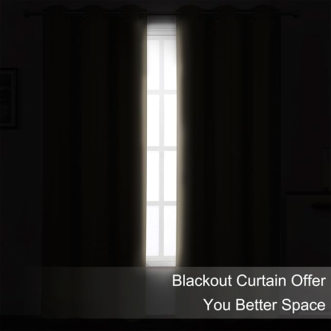 Khaki Blackout Curtains 52 x 63 Inch Length/Set of 2 Curtain Panels/Thermal - Image 3