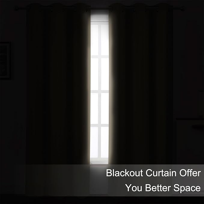 Blackout Curtains 66 x 95 inch/Khaki Curtains Set of 2 Panels/Thermal Insulated - Image 3