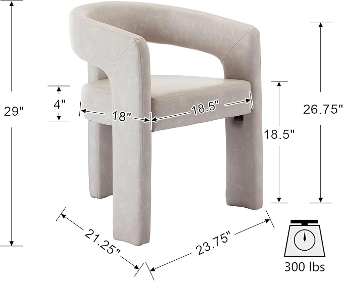 VESCASA Faux Leather Barrel Dining Chair - Image 3
