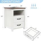 White Night Stand Set of 2, Rustic End Table - Image 3