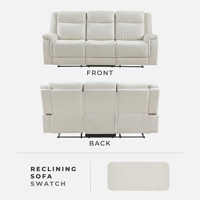 Lexicon Manual Double Reclining Sofa, Polished Microfiber Upholstered 3 Seater - Image 6