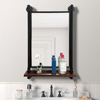 Industrial Pipe Mirror Wood Shelves, Bedroom Mirror by OLDRAINBOW