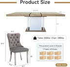 Henf 63"-79" Dining Table Set for 8, 9 Pieces Extendable Dining Table and 8 - Image 7