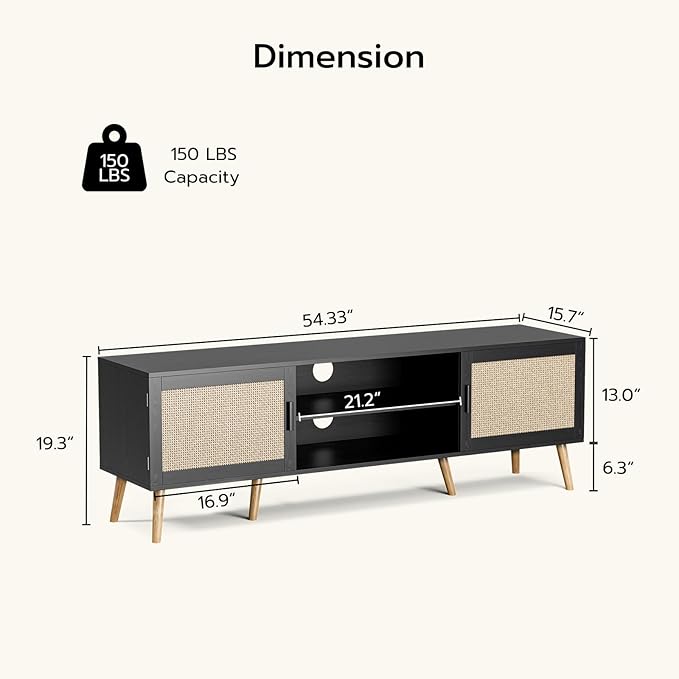 ZttRiee TV Stand for TVs up to 65'', Entertainment Center - Image 2