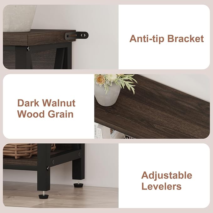 FATORRI Small Bookshelf, 3 Shelf Bookcase - Image 5