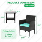 FDW 3 Piece Outdoor Furniture Set Patio Wicker Chairs Furniture Bistro - Image 2