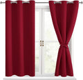 Short Blackout Curtains for Bedroom, Christmas Red, 42 x 45 Inch | Thermal by Hiasan