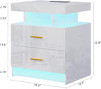 HNEBC Auto LED Nightstand with Wireless Charging Station & USB Ports, High - Image 2