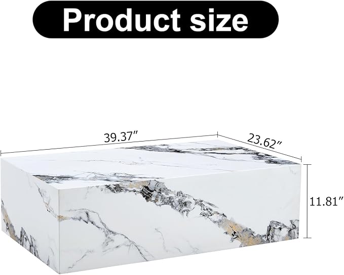 Faux Marble Coffee Table, Rectangle MDF Coffee Tables - Image 2
