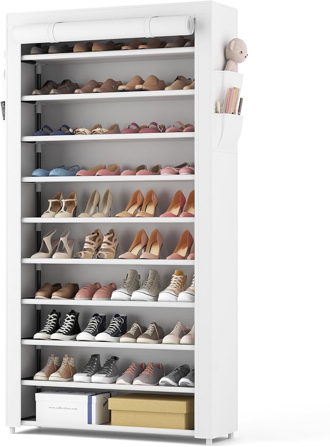 ROJASOP Shoe Rack with Covers 10 Tier Large Shoe Organizer Tall Shoe Closet by ROJASOP