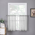 Tollpiz Sheer Tier Curtain Linen Textured Half Kitchen Curtains Sheer Light by Tollpiz