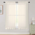 Cream Sheer Curtains 63 Inch Length 2 Panels Set by WelvetBLK