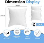 QUBA LINEN Throw Pillow Inserts, 14x14 Inches - Image 2