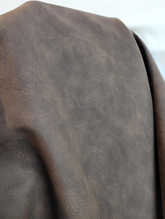 NAT Leathers | Dark Brown Tumbled Nubuck Calf Soft Faux Vegan Leather PU | 10 - Image 3