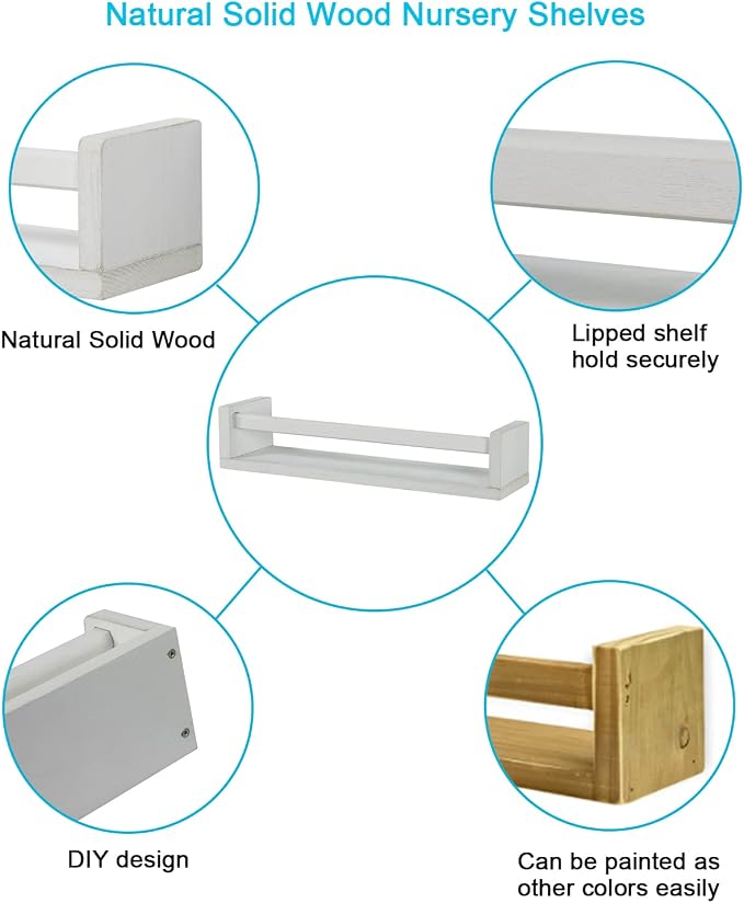 JORIKCHUO Nursery Book Shelves, Kitchen Spice Rack, or Rustic Wall Mounted - Image 5