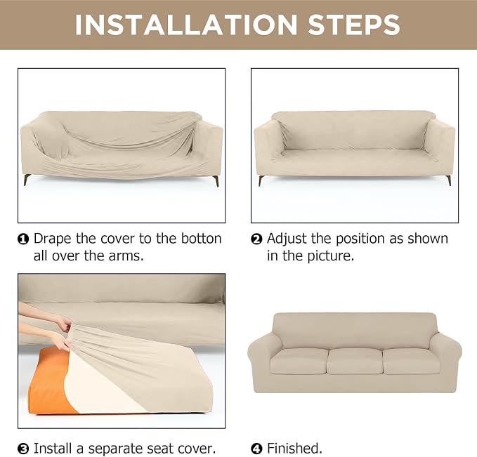 HunnmingRe Sofa Covers for 3 Cushion Couch Stretch Sofa and Loveseat Covers Set - Image 3