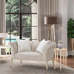 MICHAEL AMINI Yvette Chair and a Half in Porcini Velvet and Champagne Wood Frame - Image 2