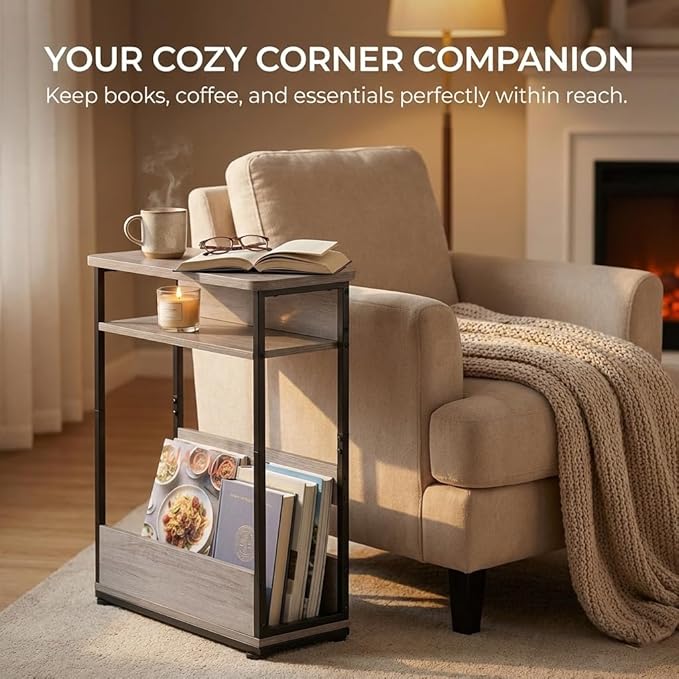 Narrow Side Table, 3-Tier Slim End Table - Image 4