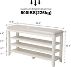 AQIMUELE Shoe Bench with Leather Cushion, 3 Tiers Shoe Storage Bench Height - Image 2