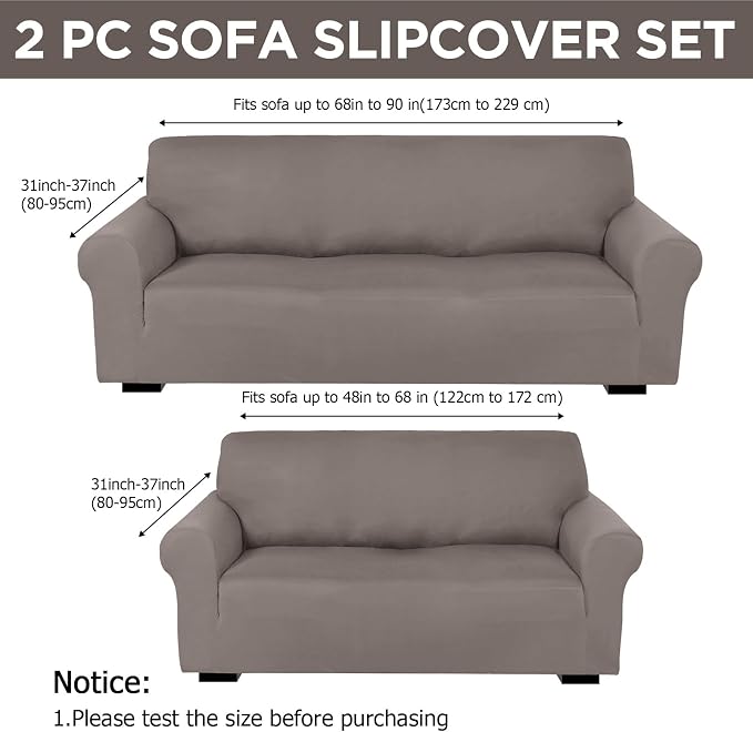 Peryiter 2 Pcs Sofa Covers Couch and Loveseat Covers Set Stretch Sofa Slipcover - Image 2
