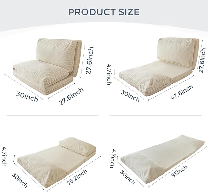 MAXYOYO Folding Sofa Bed, Floor Sofa Convertible Sleeper Chair - Image 2