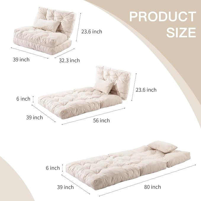 Folding Sofa Bed, Convertible Sleeper Chair - Image 2