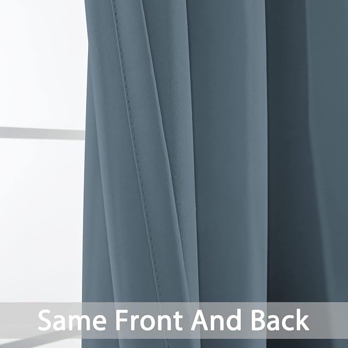 Yakamok Room Darkening Curtains 52x108 inch Length Stone Blue-Living Room | 2 - Image 5