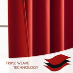 MIULEE Christmas Red Back Tab Blackout Curtains 52x108 Inch Long 2 Panels | Rod - Image 7