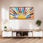 IARTTOP Large Boho Sun Wall Art Framed Wooden Art Wall Decor Rainbow Sun Rising - Image 8