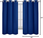 Blackout Curtains 42 x 63 inch/Royal Blue Curtains Set of 2 Panels/Thermal - Image 9