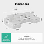 Novilla 133.8" Modular Cloud Couch, Modern Sectional Sofa - Image 2