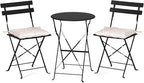VINGLI Outdoor Folding Bistro Table and Chairs Set of 2, 3-Piece Bistro Set by VINGLI