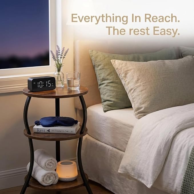 Vintage Small Round Side Table, 3-Tier Slim Waist Circular End Table - Image 5