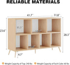 7-Cube Storage Organizer with Natural Wood Legs, Mid-Century Modern Bookcase - Image 3