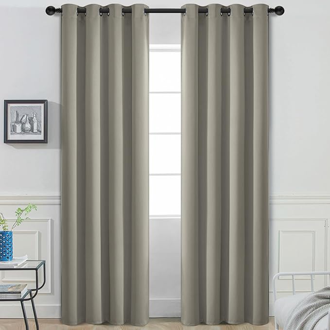 Yakamok Room Darkening Curtains 52x84 inch Length Taupe-Living Room | 2 panels by Yakamok