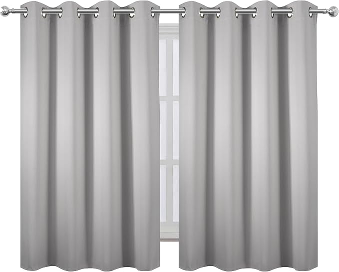 Blackout Curtains 52 x 45 inch/Light Grey Curtains Set of 2 Panels/Thermal - Image 2