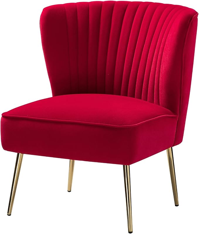 HULALA HOME Velvet Accent Chair, Modern Upholstered Cute Side Chair - Image 8