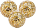 TOPZEA 3 Pack 4 Inch Gold Mosaic Glass Orbs, Decorative Balls Mosaic Spheres for Vase Fillers, Dinning & Coffee Table Centerpieces, Bowl Decor, Home & Christmas Decorations by TOPZEA